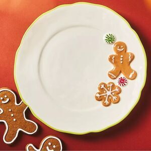 ❤️ NWT ANTHRO Stoneware Plate with Gingerbread Design | NWT